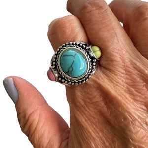 Antique Silver and Colorful Stones Ring
